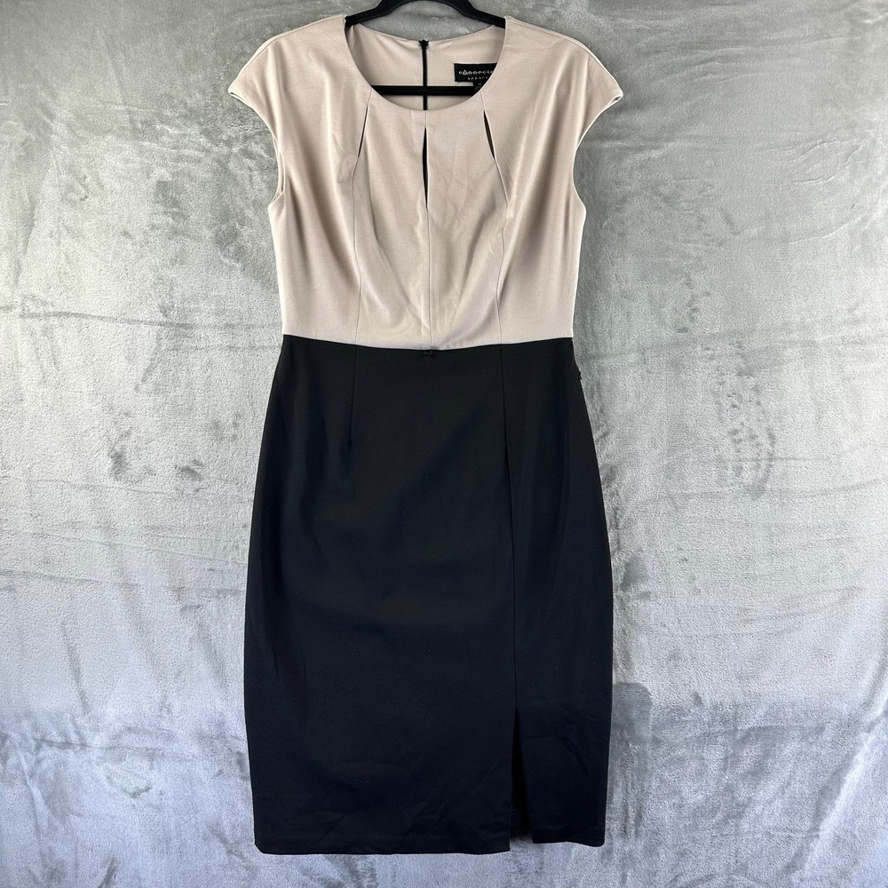 Connected Apparel Sheath Dress Women's 10 Black & Tan Back Zip
